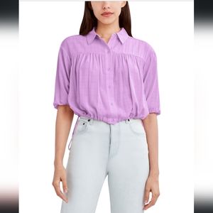 BCBGeneration Collared Drawstring-Hem Top  Orchid Pink size M